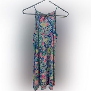 NWOT Lilly Pulitzer Margot Halter Neck Dress Blue XXS Mermaid Cove